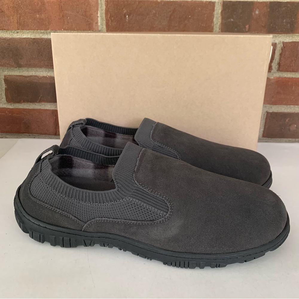 Clarks Mens Black Suede Slip On Comfort Loafer Slippers Shoes US 14 M - Picture 1 of 9
